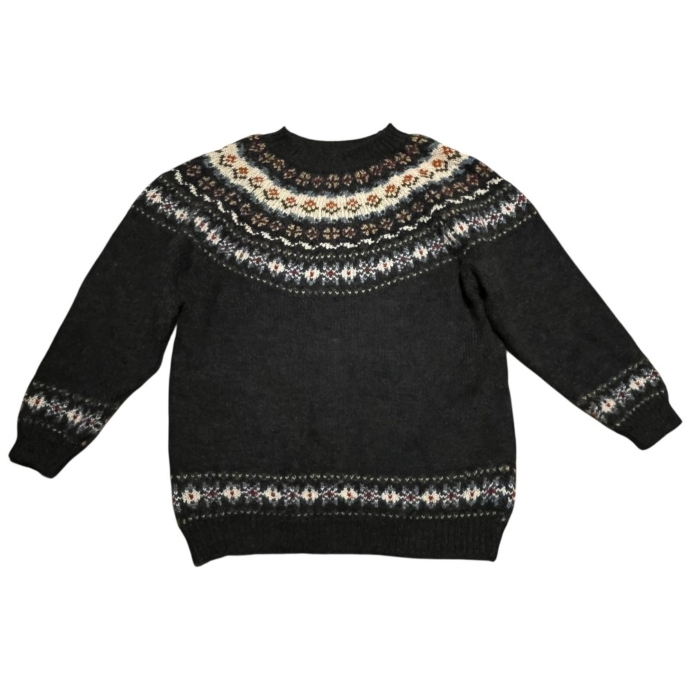 Spin2 Vintage Fair‎ Isle Knit Sweater Womens 1X Gray Wool Blend fits like medium